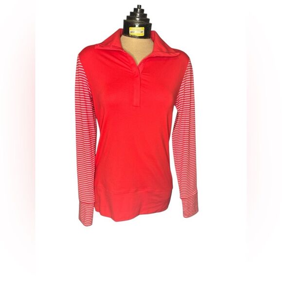Nike Golf Sport Dri-Fit Long Sleeve Quarter Zip Women’s Size Medium Pink White - Picture 1 of 7